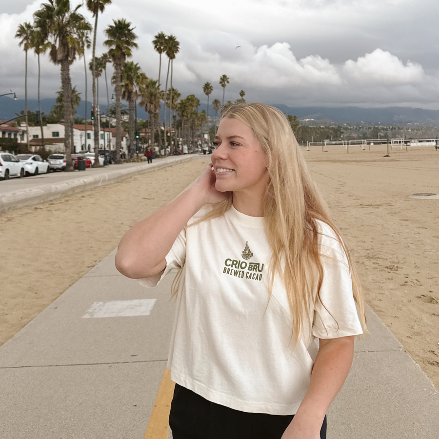 Branded Women’s Relaxed Crop Tee - White